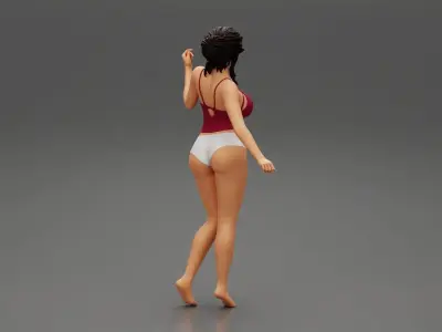 Beautiful and seductive woman wearing shade lingerie 3D print model