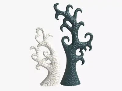 Abstract Tree Ceramic Figurine Set 06 v2 3D model