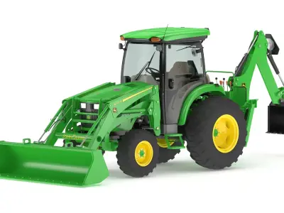 John Deere 4075r Compact Utility Tractor With Backhoe 3D model