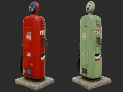 Vintage Gas Pump Low-poly 3D model