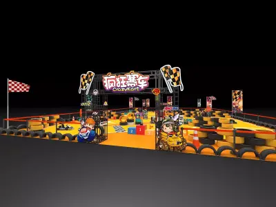 Go-kart bumper car Low-poly 3D model