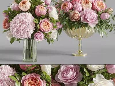 Flower Set 022 Roses 3D model