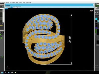 Luxury Wave Diamond Ring for Women  3200 3D print model