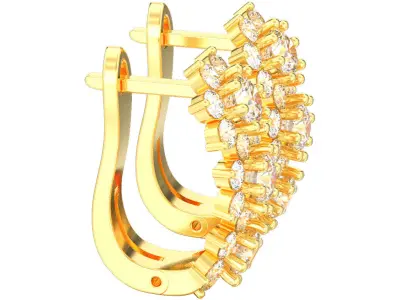 Decorative diamonds english lock earrings 3D print model  3D print model
