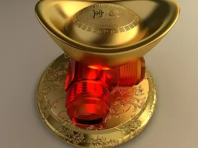 Chinese gold ingot 3D model