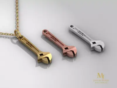 Industrial Style Ring and Wrench Pendant 3D Model 3D print model