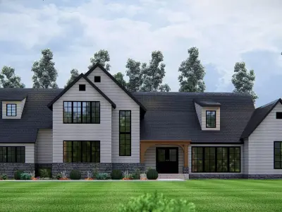 Luxury Modern American Farmhouse Two Story Exterior design 3D model