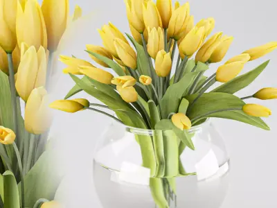 Bouquet of yellow tulips  3D model