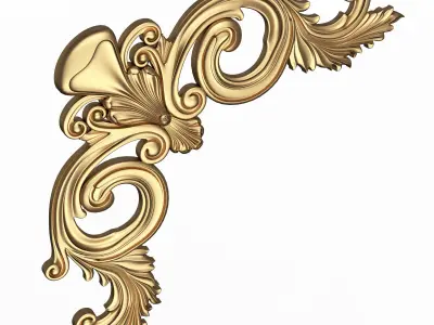 Corner Carved Plaster Molding Decoration 022 Low-poly 3D model