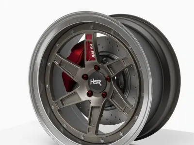 HSR Rai S4 3 piece Rims wheels tire  3D model