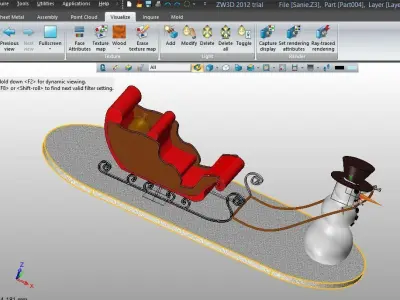 SnowMan with Sleigh Free 3D model