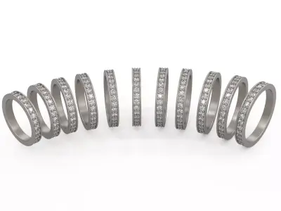 Model 1221 Eternity Diamond Band Ring 5-10 US Size 2mm Diamond 3D print model