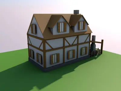 Low-Poly Medieval Buildings Pack Free low-poly 3D model
