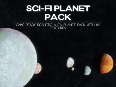 Sci-Fi Planets Pack Low-poly 3D model