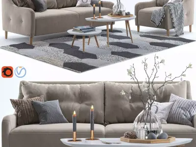 Jenson armchair and sofa 2 3D model