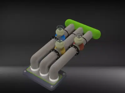 Sci-Fi Multi-Pipe System with Valves 3D print model