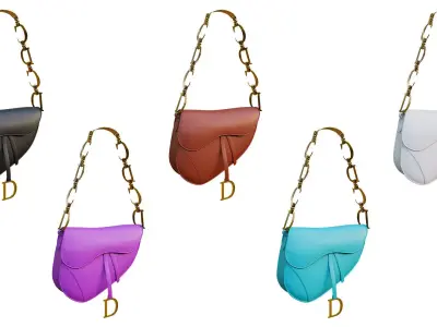 Luxury Saddle Style Bag 3D Model-Leather Handbag with Variations 3D model