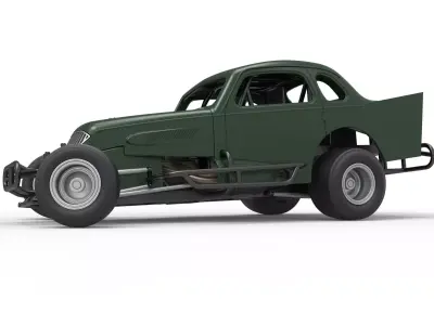 Vintage Dirt Modified stock car while turning Scale 1 to 25 3D print model