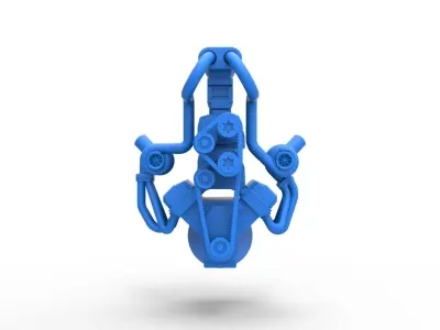 Twin turbo supercharged V8 Engine Version 4 Scale 1 to 25 3D print model