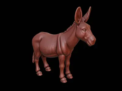 Donkey Animal Sculpture 3D print model