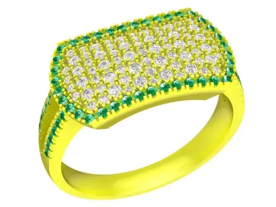 Luxury Pave Diamond Signet Ring 3D Model for Men Jewelry 4400 3D print model