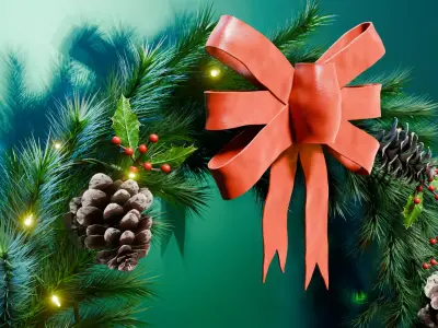 Christmas Garland 3D Green - Realistic PBR Model 4K Atlas 73cm 3D model