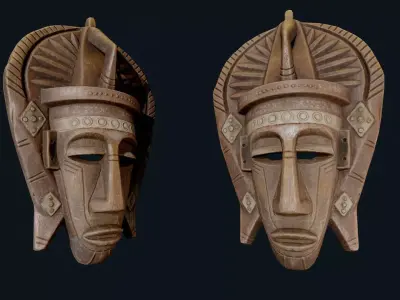 African Decor Mask 6 Low-poly 3D model