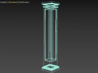 Square Recessed Panel Columns Low-poly 3D model