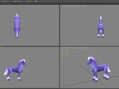 Cartoon purple horse Low-poly 3D model