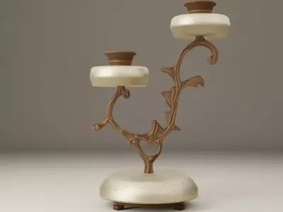 Candelabrum candle holder with flower Low-poly 3D model