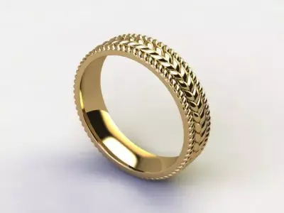 10110 gold wedding ring with braided design 3D print model