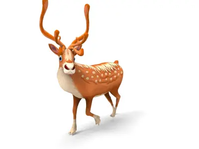 Cartoon Toon Reindeer Rigged and Animated  Low-poly 3D model