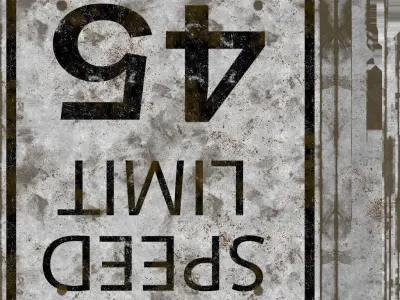 speed limit signs worn in the mud collection pack Low-poly 3D model