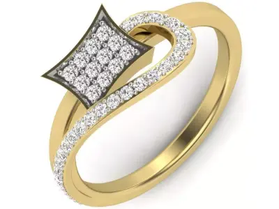 light weight  Yellow gold diamond rings-PR-477-DIA 3D print model