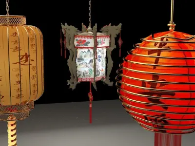 Chinese  red lantern  3D model shop