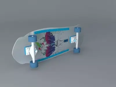 1985 Tracker Lester Kasai Clown complete skateboard Free 3D model