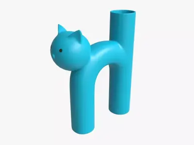 Ceramic Cat Vase 3D model