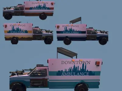  Low Poly Post Apocalypse Ambulance Low-poly 3D model