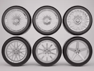 Sports Car Rim Pack 1 Low-poly 3D model
