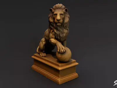 Lion Statue V5 Low-poly 3D model
