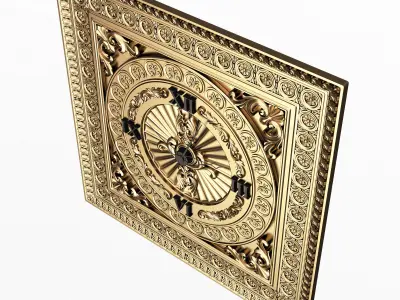 Classic Wall Clock 05 Gold Low-poly 3D model