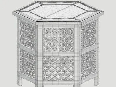 Hexagonal ornate Moroccan table 04 3D model
