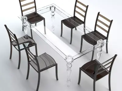 Acrylic Dining Set 3D model