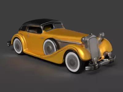 Yellow vintage car   3D model
