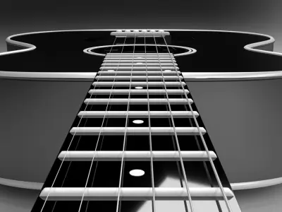 Acoustic Guitar Black high poly Free 3D model