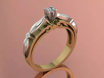 Elegant Diamond Ring Jewelry  Gold 3D print model