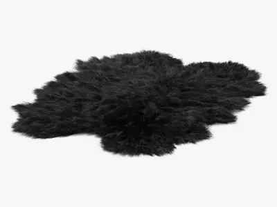Sheepskin black rug 3D model