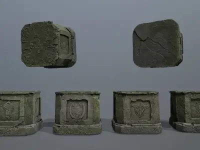 Ruin set Low-poly 3D model