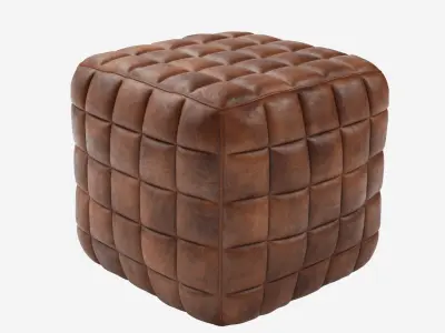 Casa Padrino Genuine Leather Stool Brown 3D model