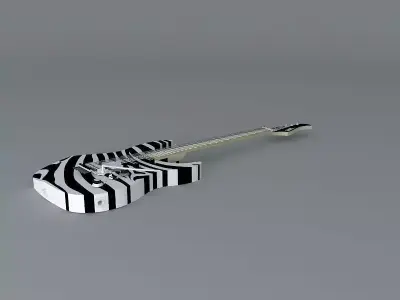 Zebra striped guitar Free 3D model